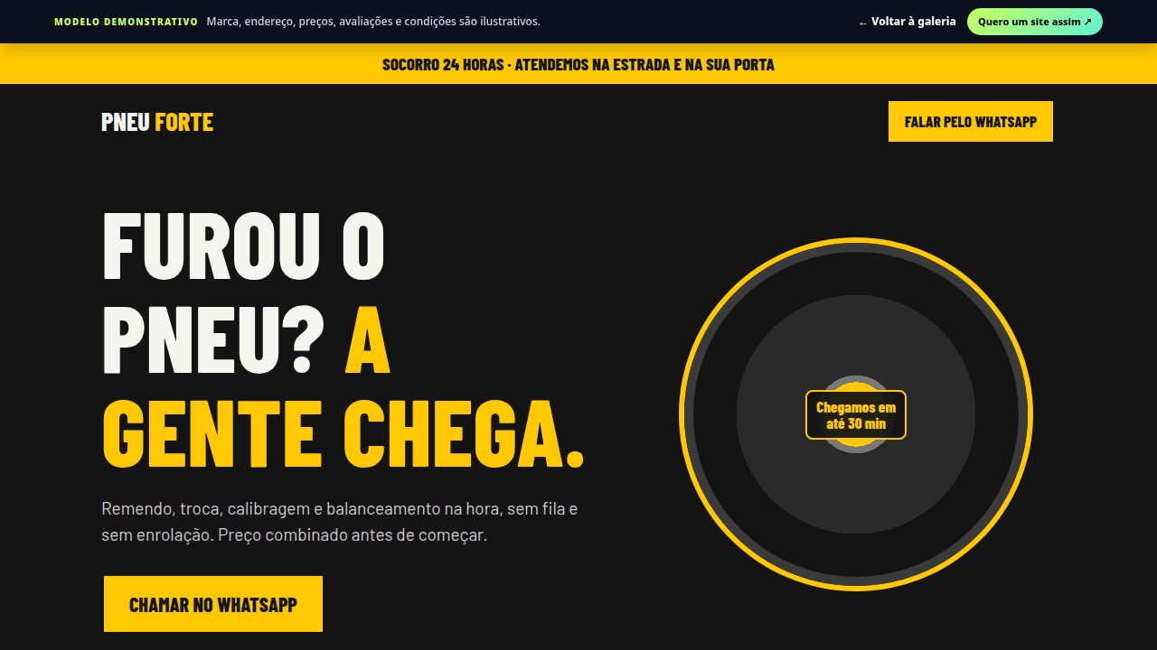 Prévia do site demonstrativo para borracharia & pneus
